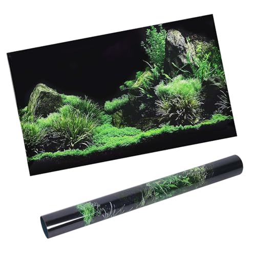 Aquarium Background Aquarium Decoration Sticker, DIY Aquarium Fish Seafloor Water Grass Background Painting PVC Sticker(91 * 50cm)