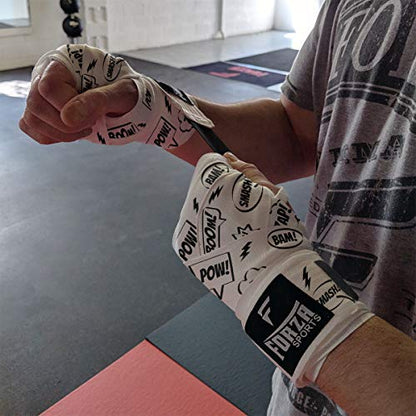 Forza Sports 180" Mexican Style Boxing and MMA Handwraps - color: Comic Book White