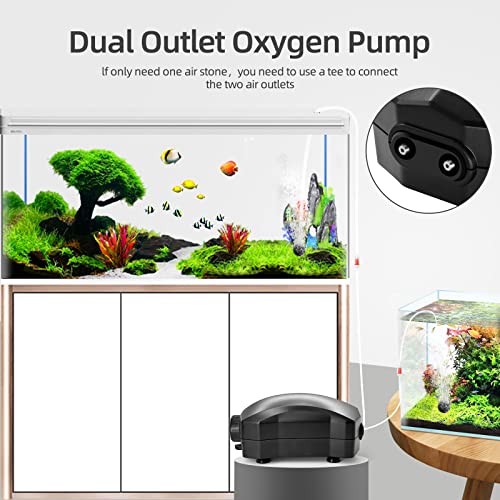 Aquarium Air Pump Single Outlet/Dual Outlet Adjustable Aerator with Accessories for 10-100 Gallon Fish Tank