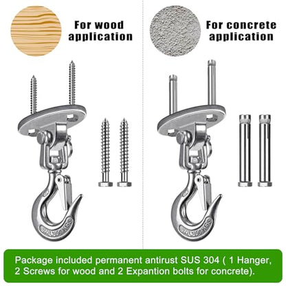 SELEWARE Heavy Duty 1000LB Capacity Stainless Steel Ceiling Swing Mount | 360° Swivel Swing Hangers, Swing Hooks for Aerial Yoga Porch Swing Hammock Chairs Porch Swing Punching Bags - color: C: 360° Swing Hanger ( 1 Pack )