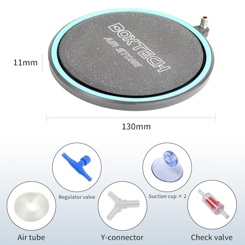 5.2 Inch Air Stone for Aquarium – High Output Dissolved Oxygen Diffuser with Control Valve, Ultra-Quiet Nano Bubble Airstone for Large Fish Tanks, Breeding Tanks, Reef & Hydroponic Systems - size: 5.2 inch
