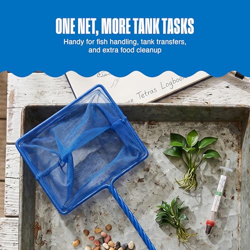 Penn-Plax Quick-Net Aquarium Fish Net - Fine Mesh, Vinyl-Covered Braided Handle - Small Aquarium Cleaning Tool for Gentle Fish Handling - Use in Freshwater & Saltwater Tanks - color: Blue, size: 10" Net - 10" Handle