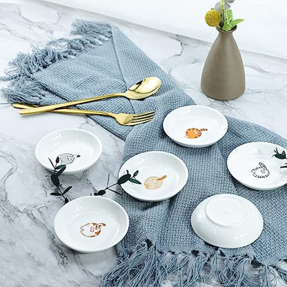 Super Cute Funny Cat Butts Ceramic Sauce Dish/Seasoning Dish/Sushi Soy Dipping Bowl/Appetizer Plates/Serving Dish for Kitchen Home(Set of 6) - color: Cat Butts