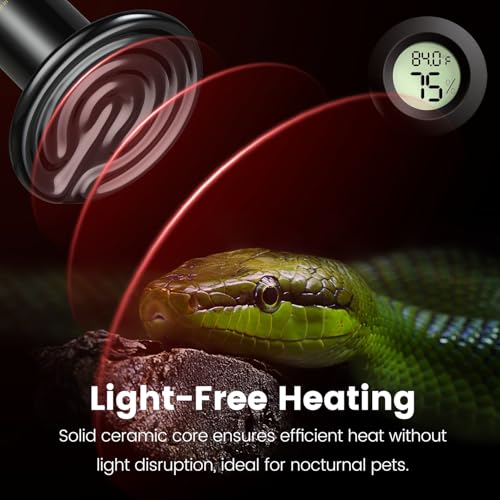 Dual Reptile Light Fixture with 100W Daytime Heat Bulb & 100W Nighttime Ceramic Heat Emitter, 2 Independent Switches, Reptile Heat Lamp Combo Pack - No UVB - size: ST1