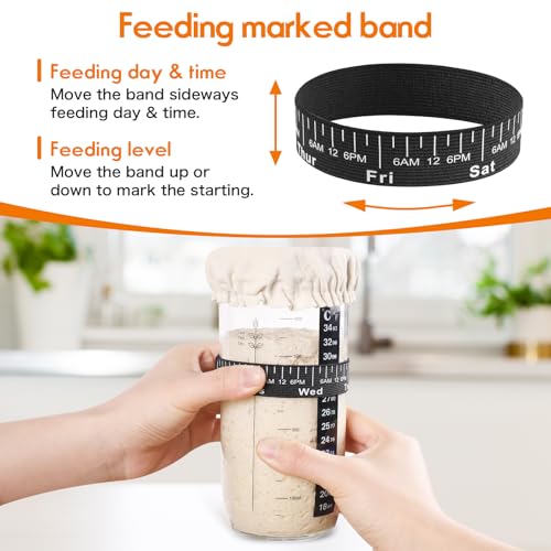 Sourdough Starter Jar Kit，Sourdough Bread Making tools Supplies,33oz Glass Jar with Date Marked Feeding Band, Precision Thermometer, Durable Cloth Cover & Secure Metal Lid forBread Making