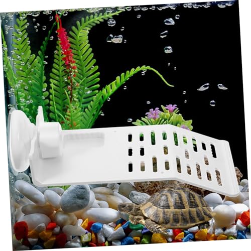 Happyyami Turtle Basking Platform Cup Climbing Dock for Turtles and Reptiles for Aquatic Habitats and Terrariums Small Sleek Design - color: White