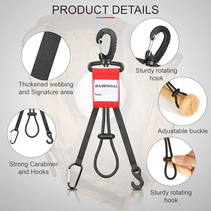 BaseGoal 3 in 1 Baseball Dugout Organizer Accessories,Bag Holder for Fence - color: Red