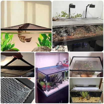 Sturdy Magnetic Fish Tank Lid - Cat-Proof Square Aquarium Cover with Corner Handles, Anti-Jump Net for Fish & Terrariums, Perfect Home Fish Tank Protector White Mesh L25xW25cm - size: L25xW25cm