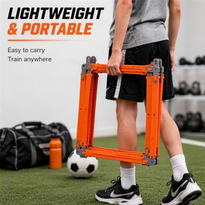 Speed Ladder, Agility Ladder Speed Training Equipment, 2-in-1 Adjustable Hurdle Ladder for Soccer, Rugby, Fitness, Footwork and Agility Training