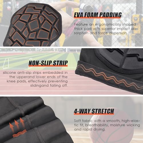 Wanlvhu Knee Pads Wrestling Short Compression Knee Sleeve, 2 Pcs Basketball Volleyball Football Knee Pads Sleeve for Youth Adult Kids (Black, X-Large) - size: X-Large