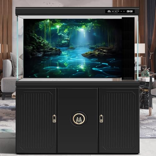 Cave Aquarium Background Underwater Cave with Light Beam Tranquil Stream Terrarium Background Mysterious Elegant Fantasy Tropical Plants Fish Tank Backdrop Wallpaper Poster Decorations Vinyl 48x18in