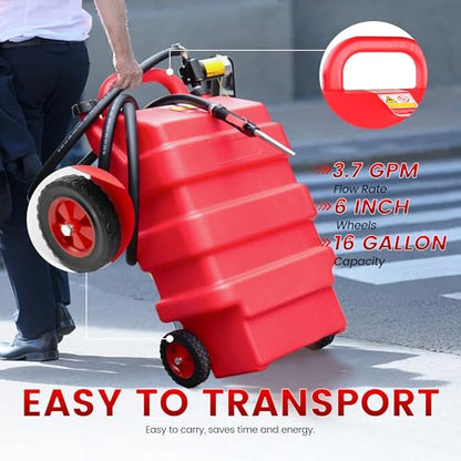 16 Gallon Fuel Caddy with 12V DC 3.7 GPM Pump and 500D Fuel Caddy Cover, 1 x 16 Gallon Transfer Caddy, 1 x Waterproof Caddy Cover - size: 16Gallon 3.7GPM