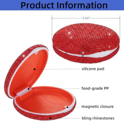 Retainer Case Cute Mouse Guard Case Slim Aligner Case Compatible with Invisalign Bling Night Guard Case Orthodontic Retainer Box Magnetic Denture Holder (Red) - color: red