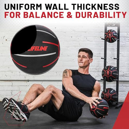 Lifeline Fitness Medicine Ball - Total Body Strength and Stability Training - Non-Slip, Light Bounce - Textured Surface - Durable - Home Gym Exercise Equipment - style: 10LB