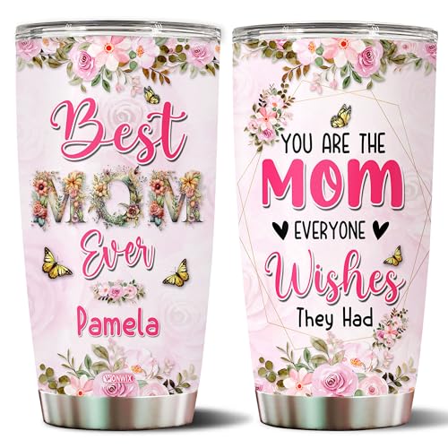 Personalized Mom Tumbler Gifts for Women Coffee Cup Travel Mug with Lid Gift for Wife Grandma From Sons Daughters Christmas Birthday Mother's Day Valentine 20oz Stainless Steel Insulated - color: BEST MOM
