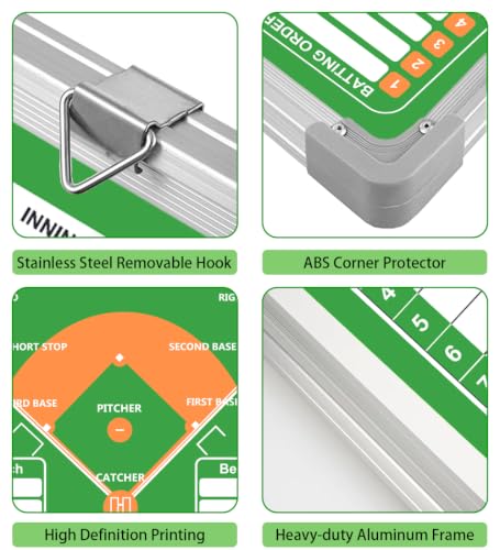 Magnetic Baseball Lineup Board, Softball Lineup Board, Baseball Accessories - color: Baseball-green