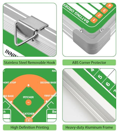 Magnetic Baseball Lineup Board, Softball Lineup Board, Baseball Accessories - color: Baseball-green