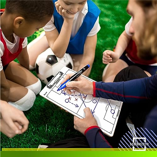 Scribbledo Soccer Clipboard for Coaches 15"x9" Dry Erase Whiteboard