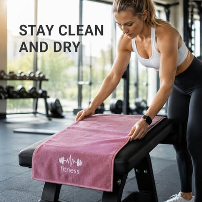 Microfiber Gym Bench Towel with Fitted Corner Hood, Pink - color: Pink