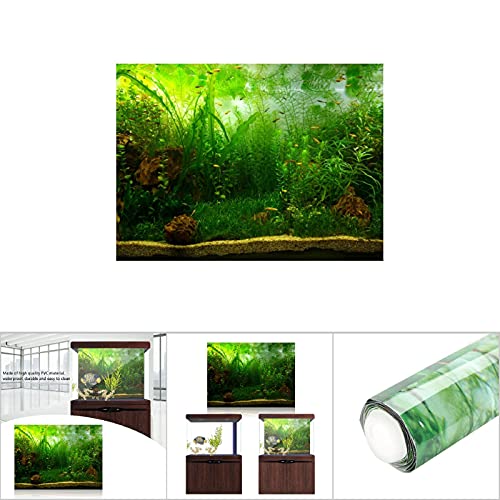 Aquarium Background Fish Decorations Pictures PVC Adhesive Poster Water Grass Backdrop Decoration Paper Cling Decals Sticker(61 * 30cm)