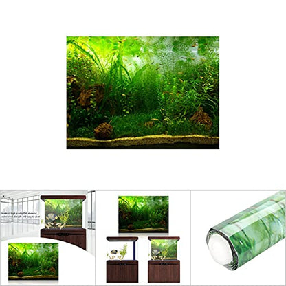 Aquarium Background Fish Decorations Pictures PVC Adhesive Poster Water Grass Backdrop Decoration Paper Cling Decals Sticker(61 * 30cm)
