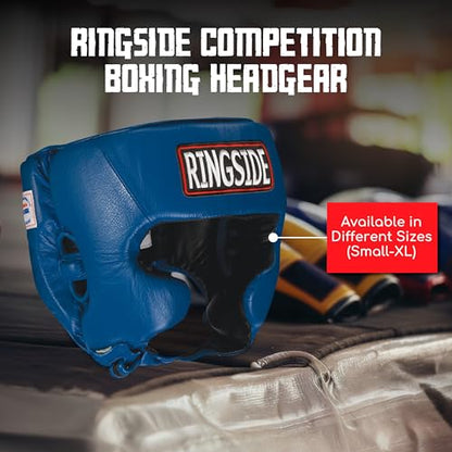 Ringside Competition Boxing Muay Thai MMA Sparring Head Protection Headgear with Cheeks - color: Blue, size: Small