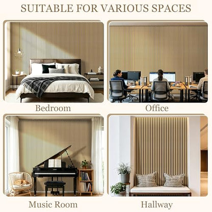 4-Pack Wood Veneer Acoustic Wall Panels,47.2"×23.6" Self-Adhesive Backing Sound Absorbing Panels,Decorative Sound Proof Panels for Walls Decor, Office, Recording Studio, Home (Burlywood Veneer)
