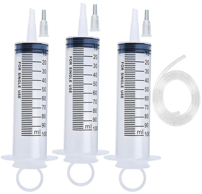 3 Pack 100ml Syringes with 55.1 Inch tube for Dispensing, Measuring, Scientific & Refilling - style: 100 ml
