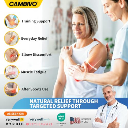 CAMBIVO 2 Pack Elbow Brace Compression Sleeve for Tendonitis & Tennis Elbow - color: Grey, size: Small