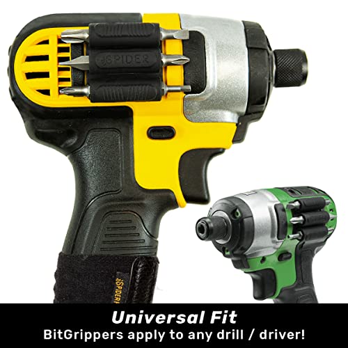 Spider Tool Holster - BitGripper v2 - Pack of Two - High Strength 3M Adhesive Drill add-on for Easy Access to six Driver bits on The Side of Your Power Drill or Driver! - color: (2) Bitgripper V2