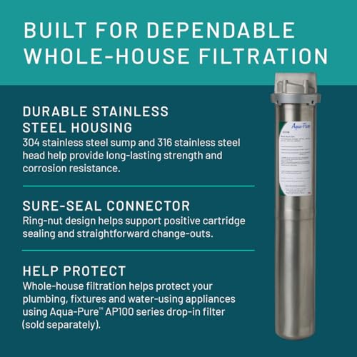 3M Aqua-Pure Stainless Steel Water Filter Housing SST2HB, Uses 2-High Standard Drop-in Water Filter Cartridges, Heavy Duty Construction, Built to Last - style: SST2HB Stainless Steel Housing