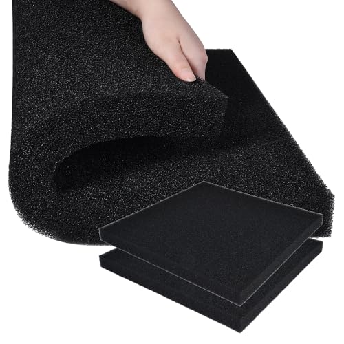 Hipanda 2 Pack Aquarium Bio Filter Sponge Pad 20"x20"x1.5",30PPI, Bio Filter Media Foam Pad Sponges, Cut-to-Size Open Cell Foam Sheet for Fish Tank