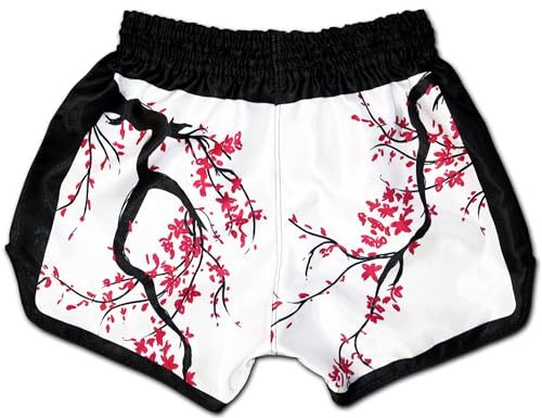Authentic Muay Thai Boxing Shorts | Men Women Kids | Made in Thailand - color: 2.0 Cherry Blossom, size: Large