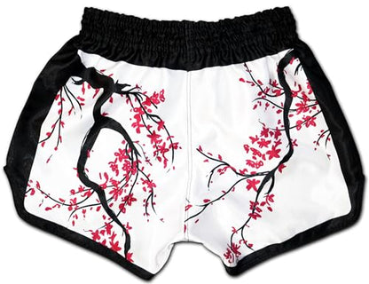Authentic Muay Thai Boxing Shorts | Men Women Kids | Made in Thailand - color: 2.0 Cherry Blossom, size: Small