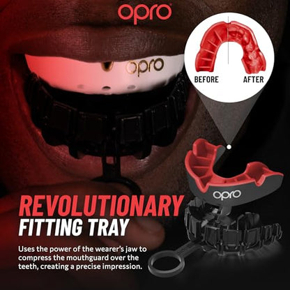 OPRO Silver Level Moldable Mouth Guard, Essential Fit, Red/Dark Blue - color: Red/Dark Blue, size: Youth (Under 10)