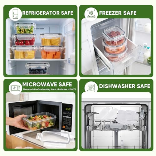 24-Piece Food Storage Containers, Leakproof Airtight | BPA-Free, PVC-Free, Food-Grade Plastic, 12 Containers + 12 Lids, Reusable, Microwave Safe, Dishwasher Safe, Meal Prep