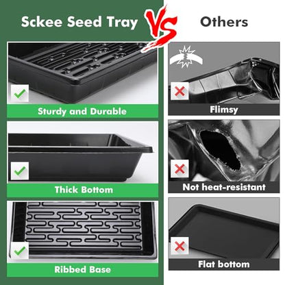 Upgraded 5 Pack Plant Growing Trays Seed Starting Tray Microgreens Growing Trays Seedling Plant Germination Starter Tray Transplant Fodder Flats, No Holes, No Leakage, Reusable (1017) - size: 1017