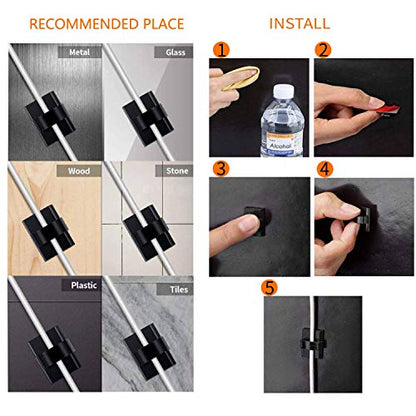 Adhesive Clips Strong Wire Holders 100 Pack Self-Adhesive Wire Clip Cable Cord Desk Management for Office Home and Car