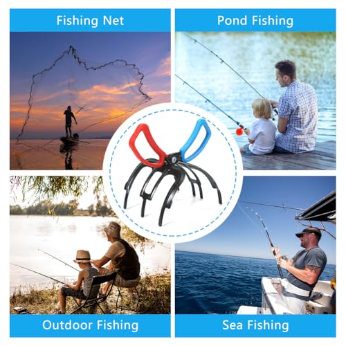 3 Claw Fish Gripper, Metal Fishing Pliers Gripper, Non-Slip Fish Grabber Tool, Multifunctional Fish Grips Clamp for Catch and Release, Lightweight Fishing Accessories - color: 3 Claw