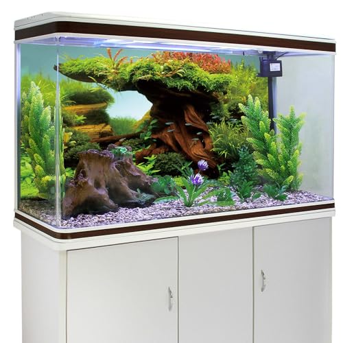 AWERT 30x12 inches Wood Fish Tank Background Seaweed Aquarium Background River Bed & Lake Aquarium Background Vinyl Background