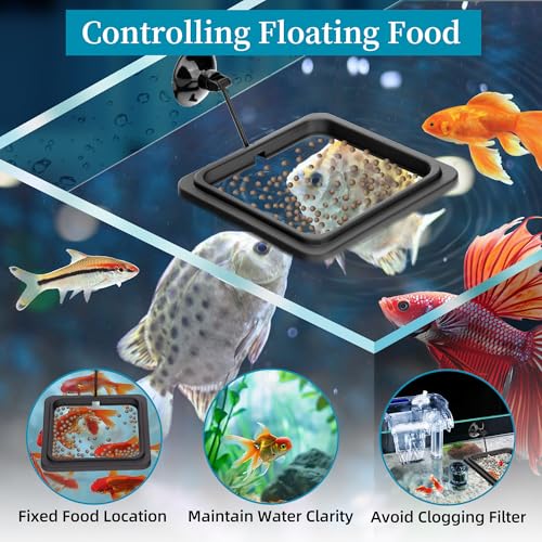 Fish Feeding Ring Aquarium Square Floating Food Feeder Circle with Strong Suction Cup Fish Tank Feeding Ring for Betta Goldfish Guppy