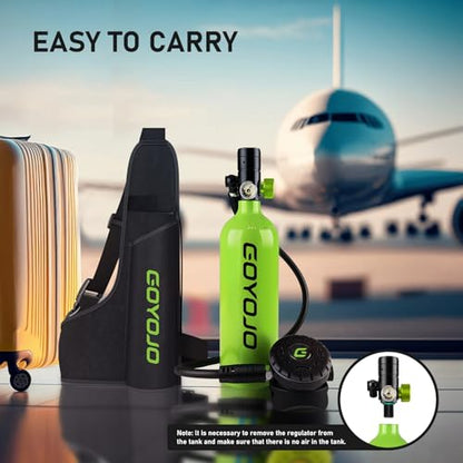 GOYOJO Mini Scuba Tank, Portable Diving Lung Air Tank with DOT Certified, Refillable Emergency Backup Pony Bottle for Snorkeling, Underwater Breathing, Training - color: 1L Obsidian Green