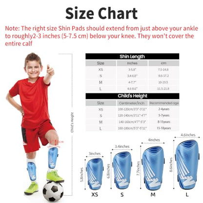 Shin Guards Soccer Kids Toddler, Shin Guard for Boys Girls 2-18 Years Old - color: Blue, size: Small