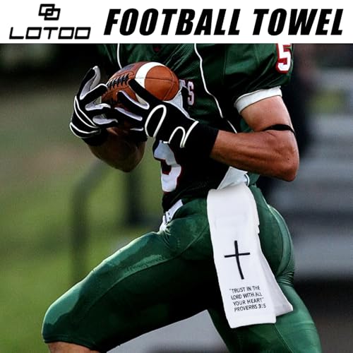 Christian Cross Football Towel, White Cotton Football Field Quarterback Towels,Football Accessories Sports Towel for Men, Youth, Boys, Adults - color: Proverbs 3:5(white）