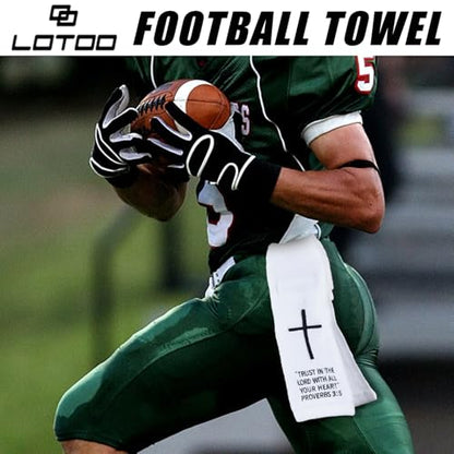 Christian Cross Football Towel, White Cotton Football Field Quarterback Towels,Football Accessories Sports Towel for Men, Youth, Boys, Adults - color: Proverbs 3:5(white）