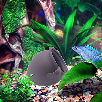 AnRui Ceramic Jar Aquarium Ornament Decor Natural Clay Vase Betta House Hideout Cave Pot Fish Tank Decorations Accessories for Cichlid, Small Fish, Shrimp to Play Hide Breed Habitat, Small
