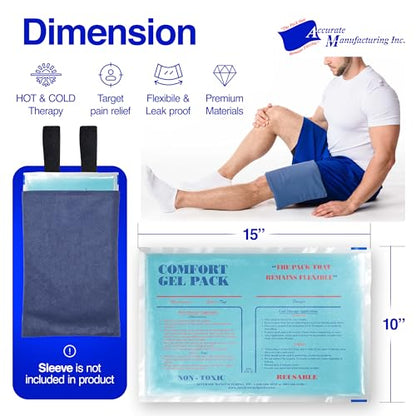 Flexible Reusable Gel Packs for Neck, Wrist, Arm, Back and Shoulder Pain Relief - Versatile Hot or Cold Gel Packs for Injuries, Sore Muscles or Toothache Pain Relief, Blue, 10" x 15", 2 Pack - size: 10"x15"-2 Pack
