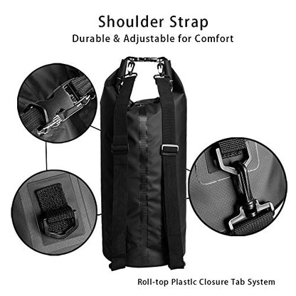 Dry Sack/Waterproof Bag for Boating, Kayaking, Hiking, Snowboarding, Camping, Rafting, Fishing and Backpacking (Black, 30L) - color: Black, size: 30L