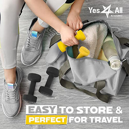 Yes4All Neoprene Dumbbells, Pairs and Sets with Rack for Home Workouts - color: C. Yellow - 4lbs - Pair, style: Pair
