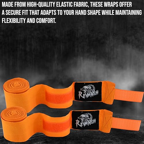 Sports 180-Inch Mexican Style Hand Wraps – Elasticated for Boxing, MMA, Kickboxing, Muay Thai & Martial Arts | Men & Women - color: Orange